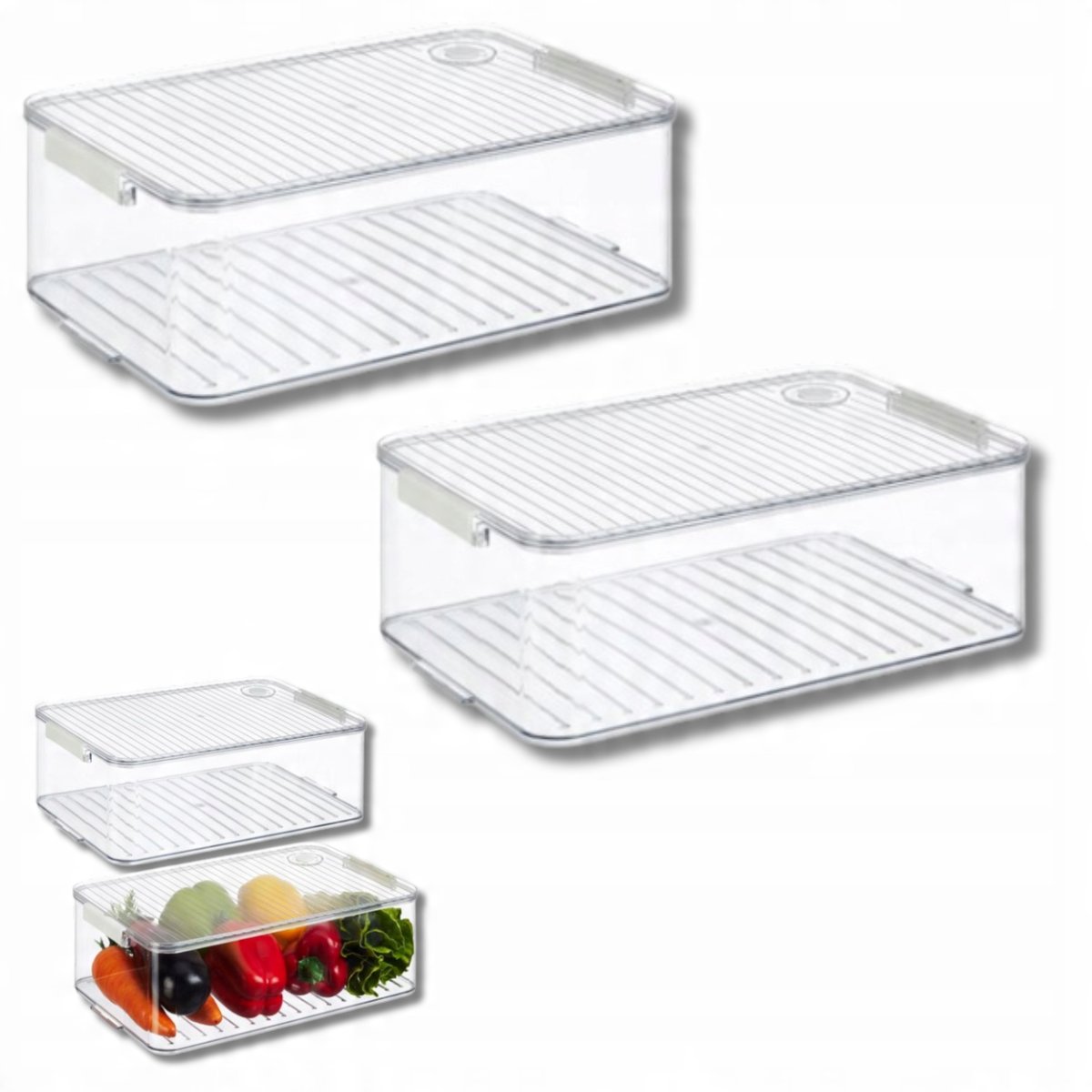 Zestaw 2 Zamykanych Pojemników do Lodówki Z Datownikiem Wielofunkcyjne