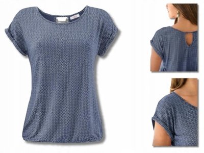 Tshirt Koszulka Damska z Nadrukiem Niebieska r. S Przewiewna
