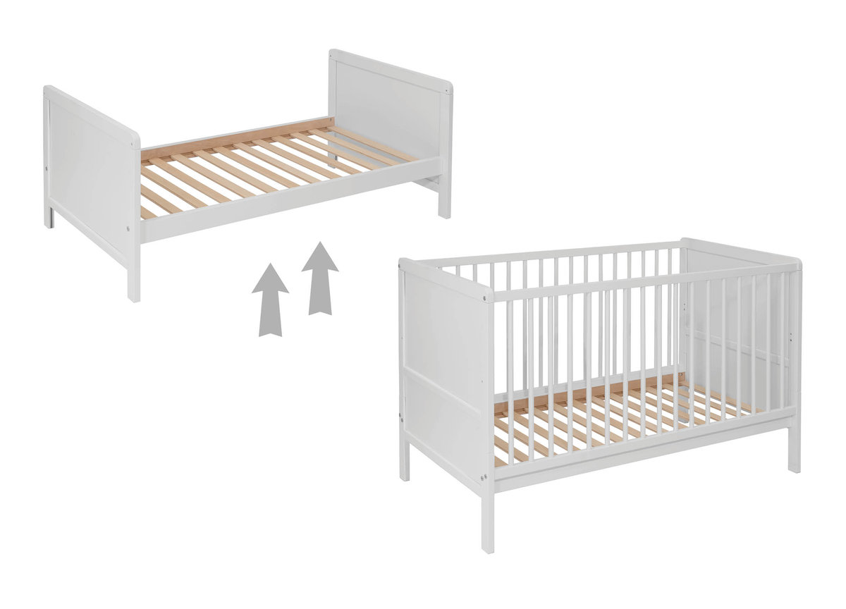 Łóżeczko Nelly 120x60 BUKOWE BIAŁY tapczan barierka sofa