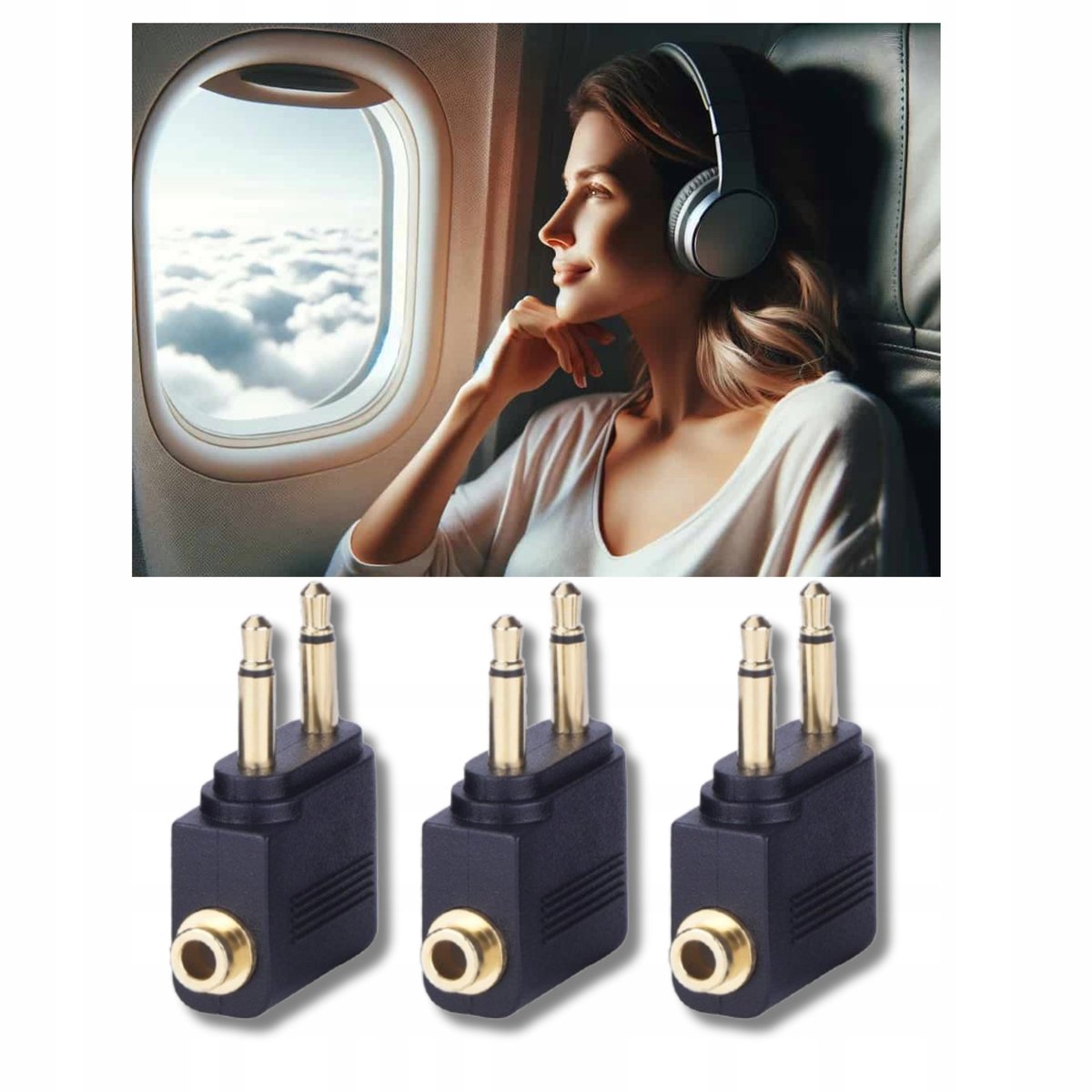 Przejsciowka Do Słuchawek Adapter Audio do Samolotu Jack 3.5 mm Zestaw 3X