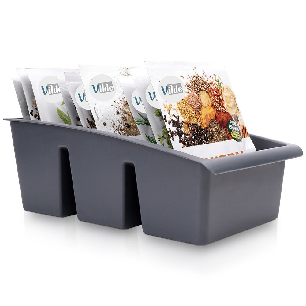 Pojemnik Organizer Kuchenny Na Przyprawy Torebki Do Szuflady Szafki Szary