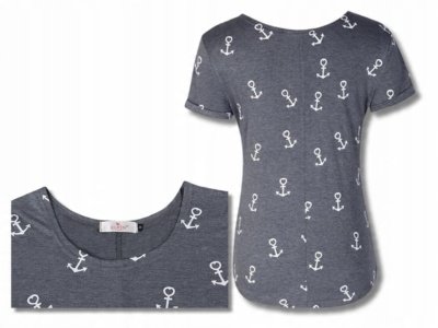 Koszulka Damska z Kotwica T-shirt z Nadrukiem Na Lato Rozmiar M