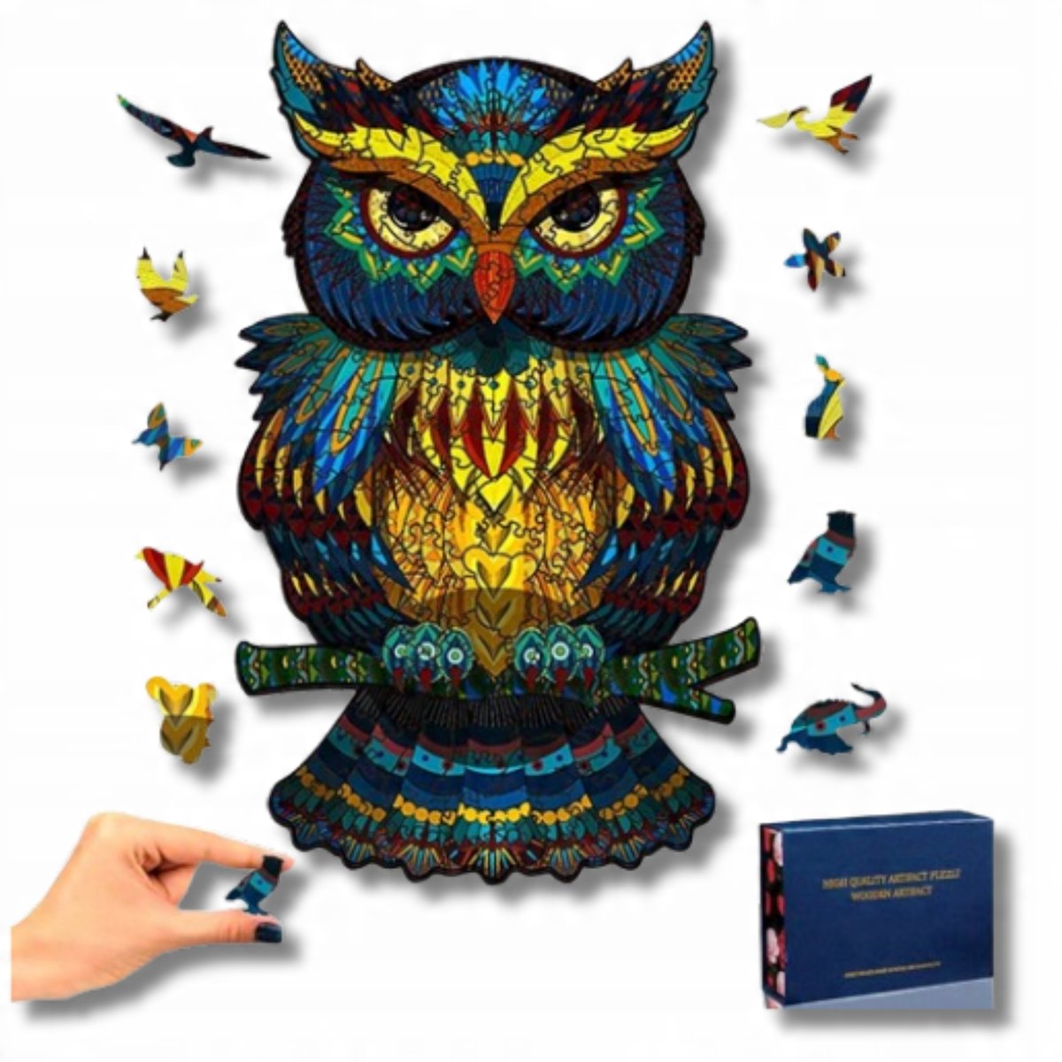 Puzzle Drewniane 3D 100 Elementów Sowa Prezent Dla Dzieci i Doroslych Senso