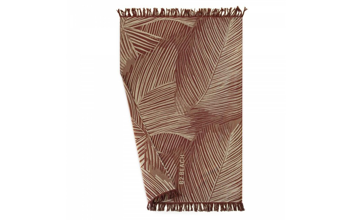 Ręcznik plażowy 100x160 Fouta Palms Red bordowy z frędzlami 220g/m2 Zwoltex