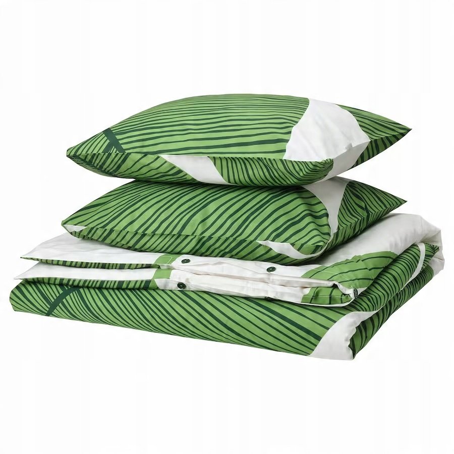 IKEA KUNGSCISSUS komplet pościeli w liście 200x200cm 50x60cm BAWEŁNA PERKAL