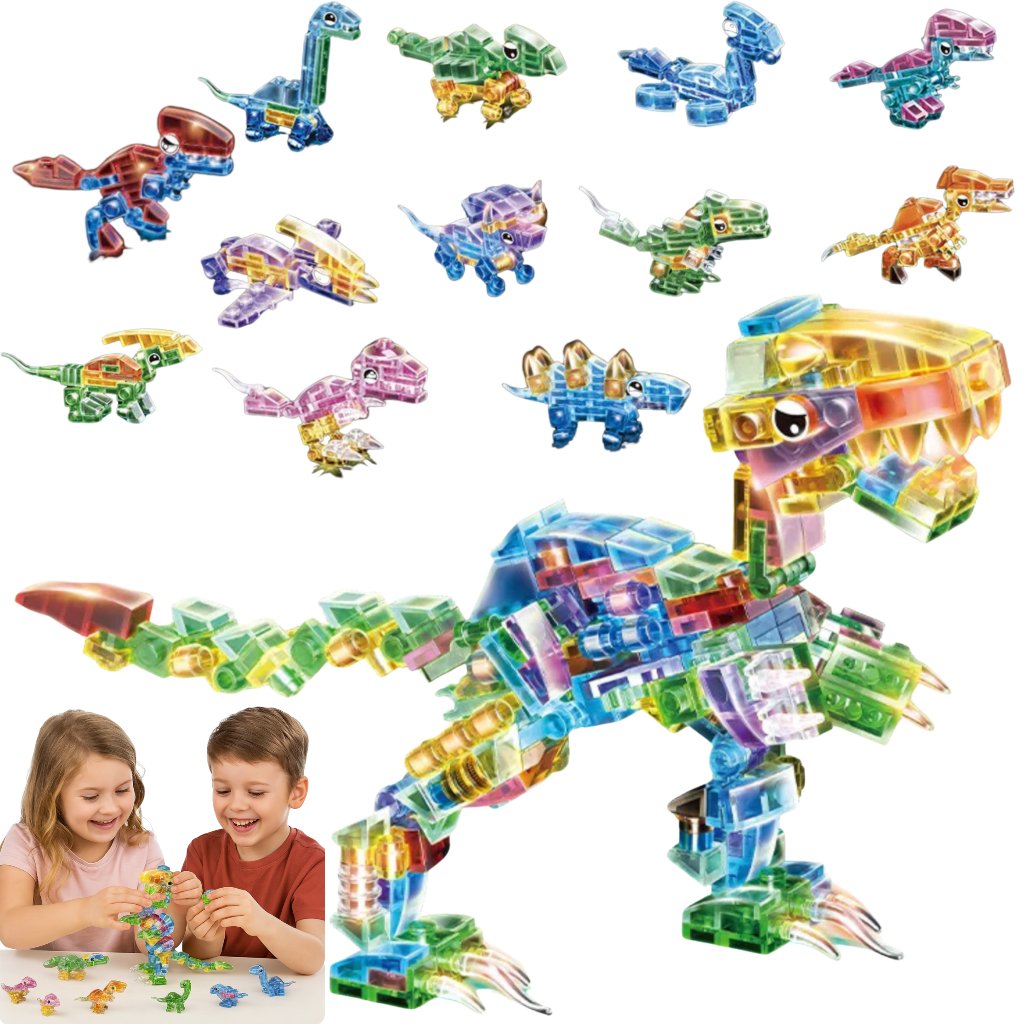 Klocki Dinozaury dla dzieci Konstrukcyjne zestaw 12 modeli crystal 3 lata