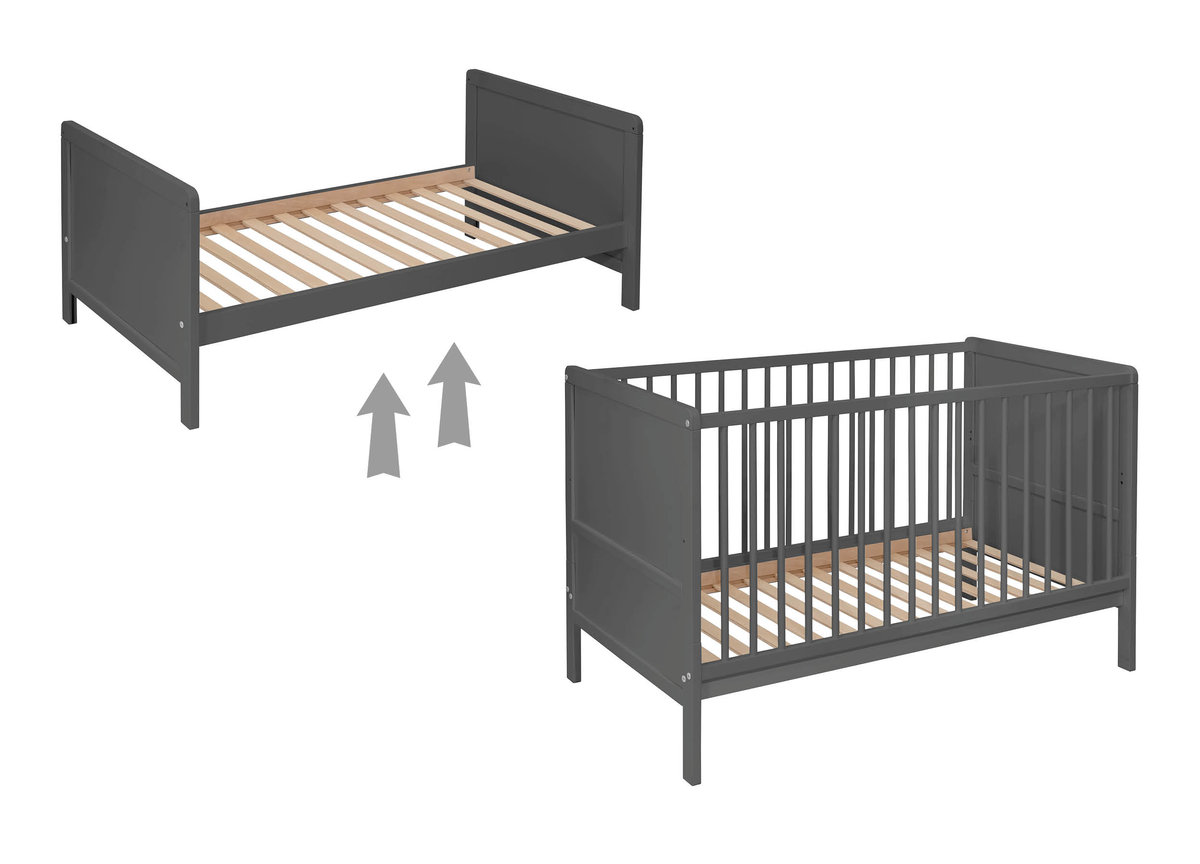 Łóżeczko Nelly 120x60 BUKOWE Szary tapczan barierka sofa