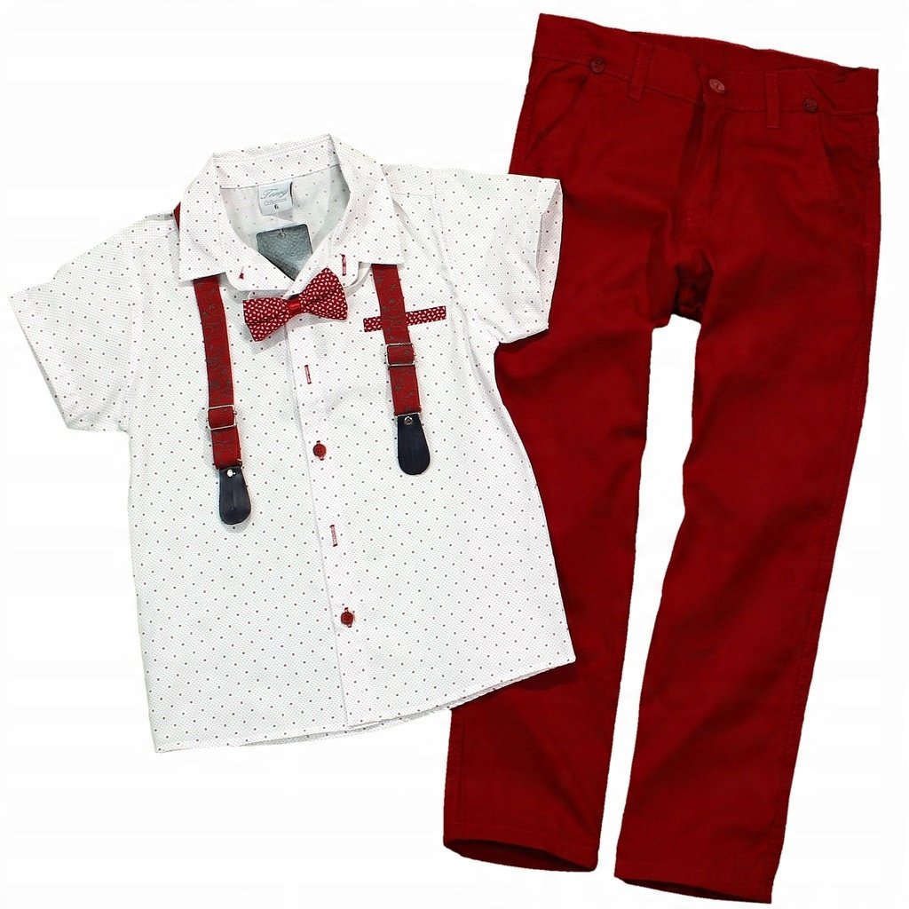Komplet KOSZULA MUCHA Szelki WZÓR Czerwony 86 1L