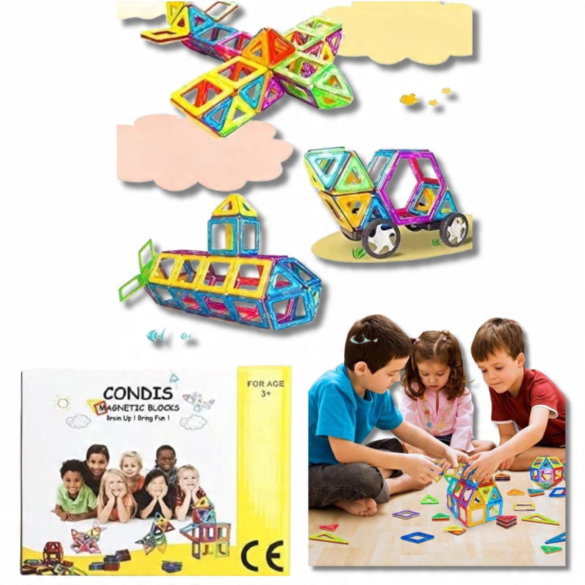 Klocki Magnetyczne Kolorowy Zestaw Konstrukcyjny 120 Elementów