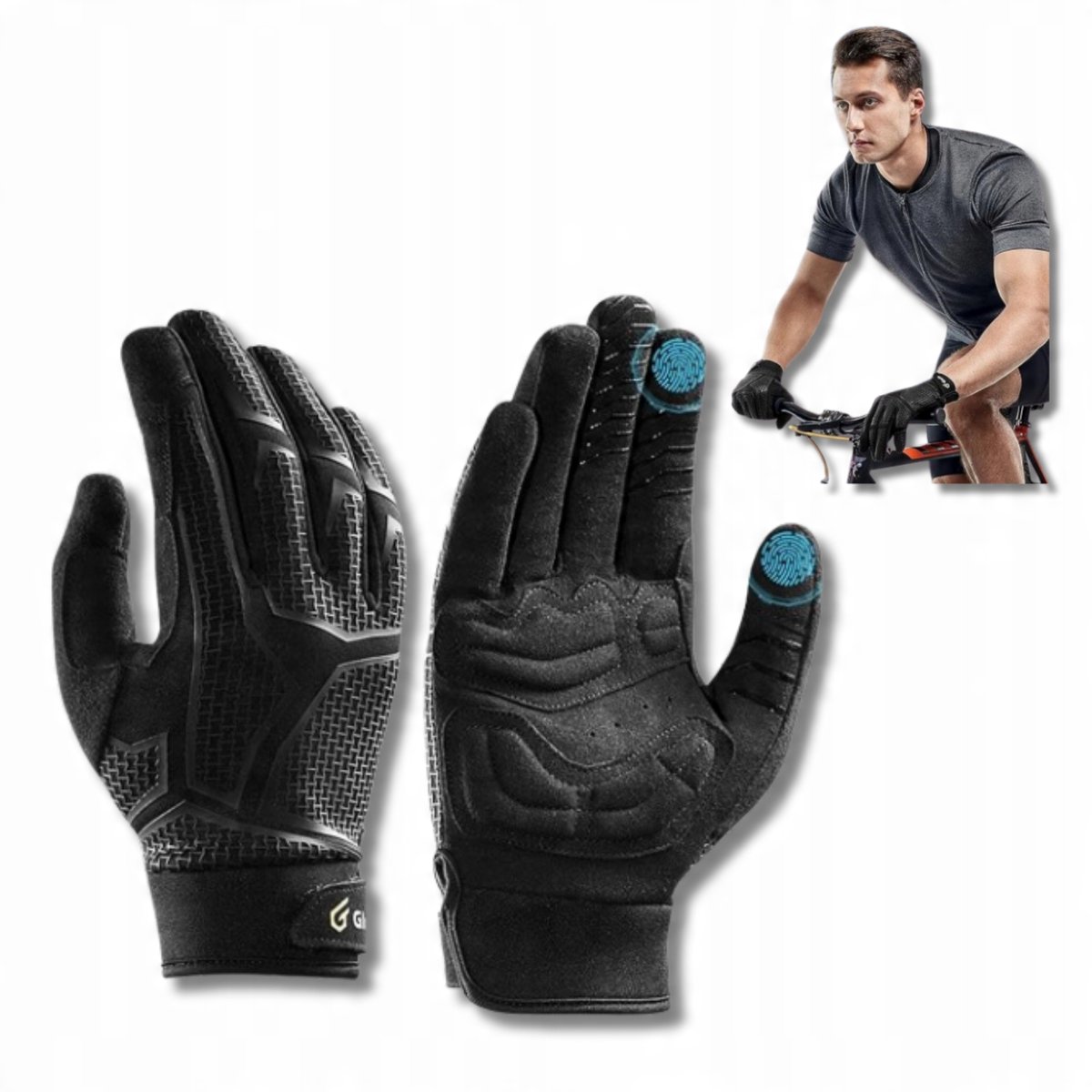 Dotykowe Rekawiczki Rowerowe Sportowe Rekawice Shock Proof Pads Rozm. L