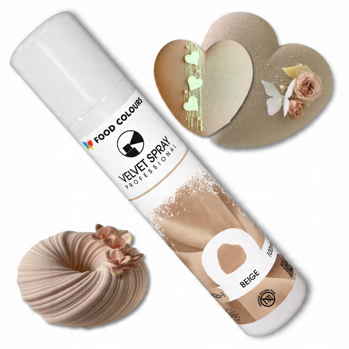 Barwnik spożywczy zamsz w sprayu beżowy jadalny ozdoby velvet 100ml