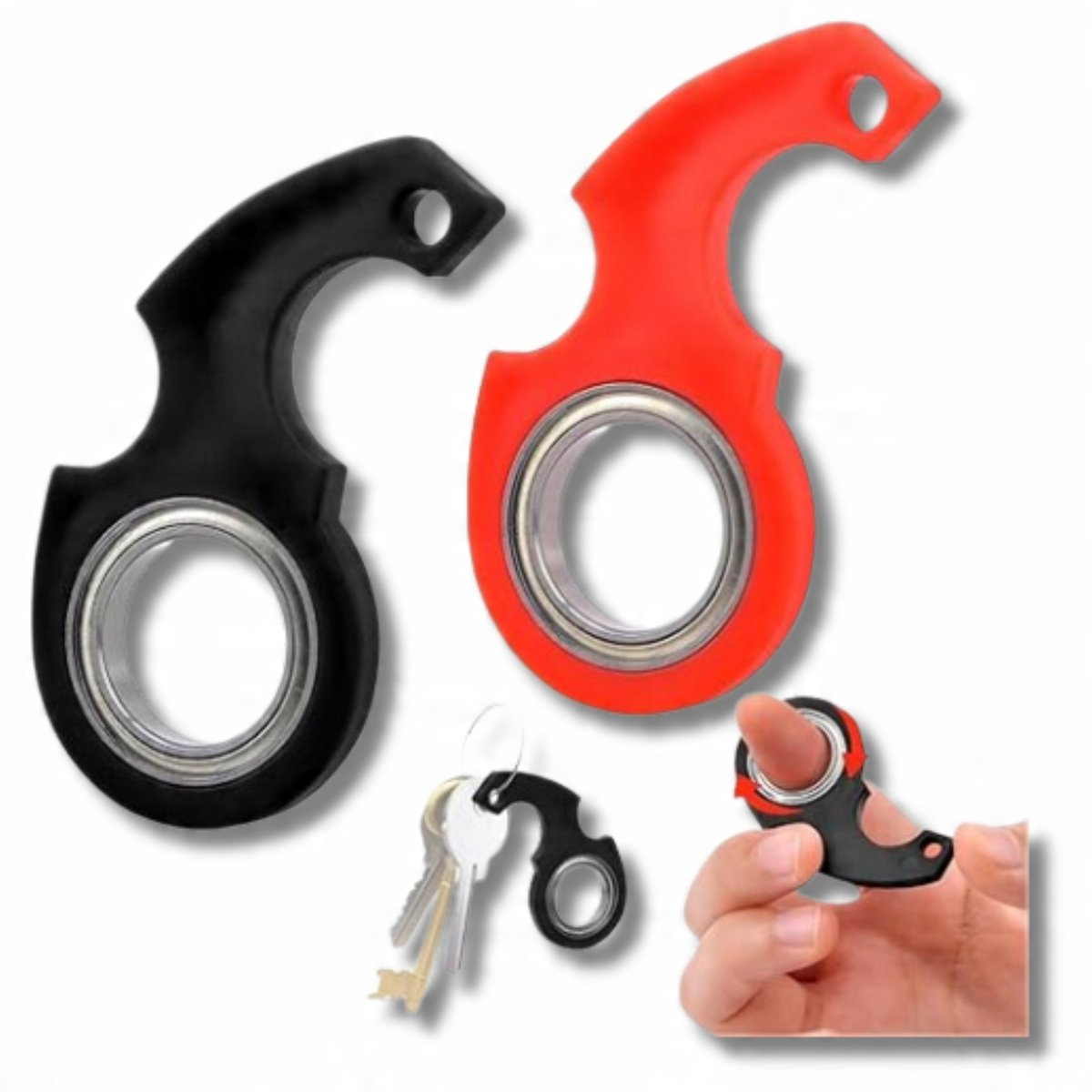 Brelok Zawieszka Do Kluczy Przypinka Spinner Breloczyk Czarny i Czerwony