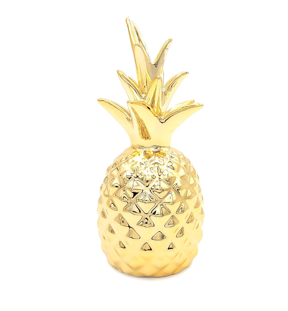 Ananas ceramiczny złoty glamour figurka 18 cm