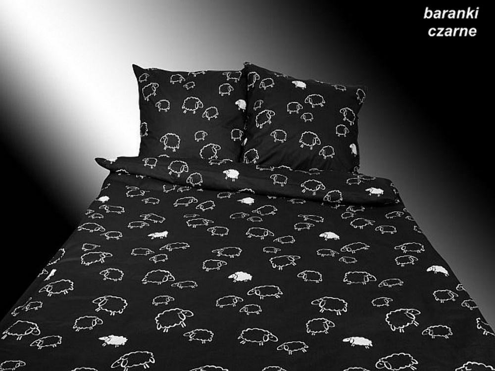 Pościel z kory 200x220 baranki czarna zapinana na guziki 100% bawełna