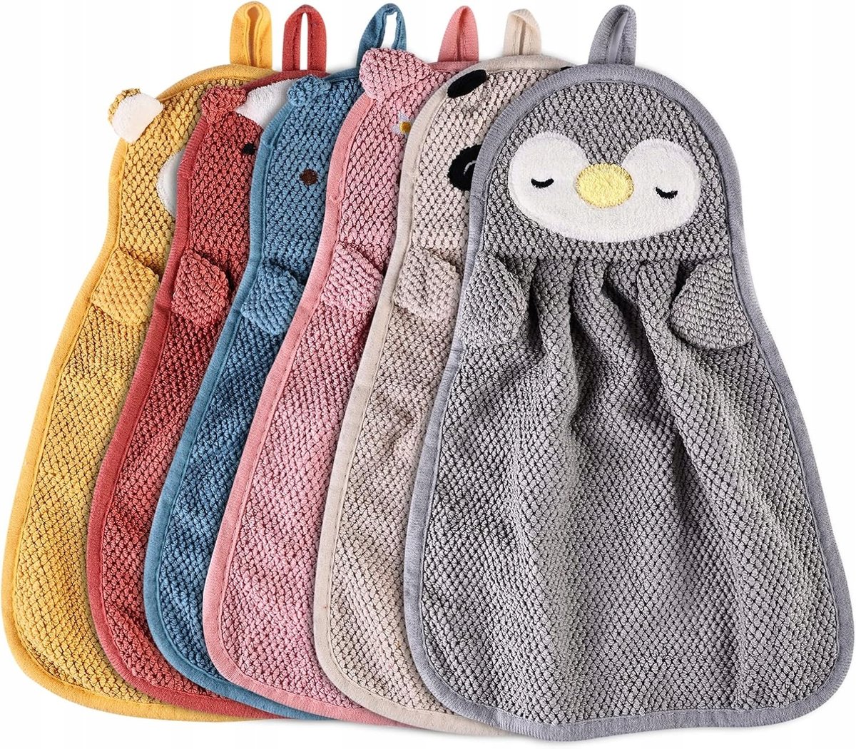 RĘCZNIKI DZIECIĘCE x6 RĘCZNIKI X6 MIKROFIBRA ZESTAW ZAWIESZANE ABSORBUJĄCE