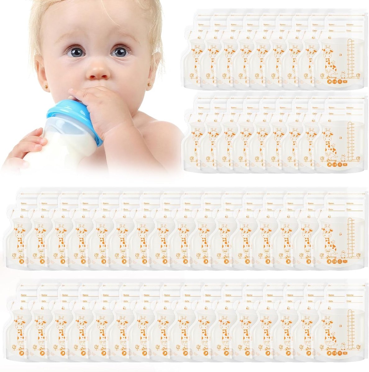 WORKI DO PRZECHOWYWANIA MLEKA x50 WORECZKI 250ml DO POKARMU KARMIENIE