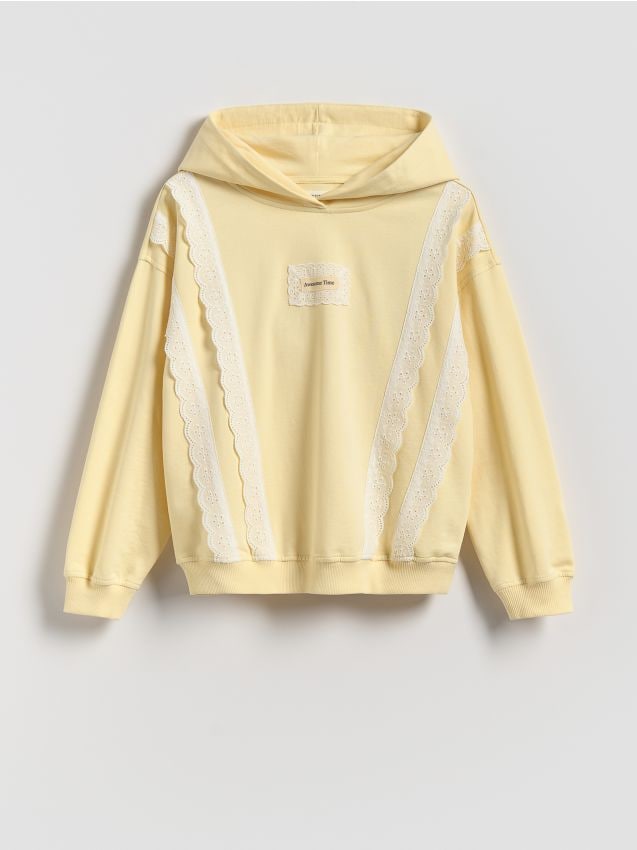 Reserved - Bluza z haftem - jasnożółty