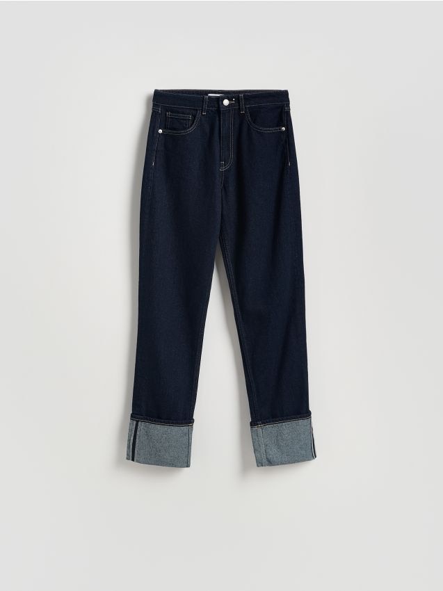Reserved - Jeansy straight fit - granatowy