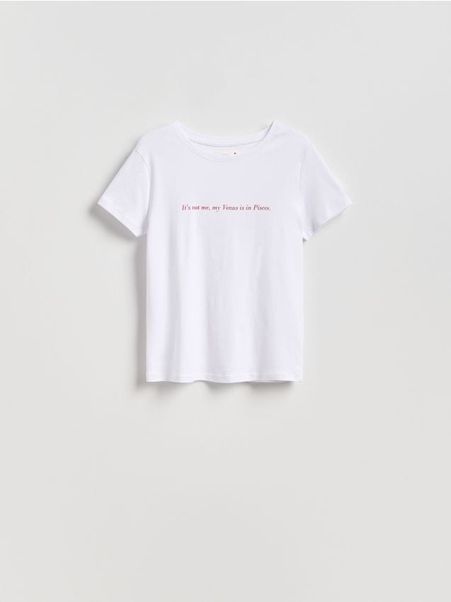Reserved - T-shirt z napisem - biały
