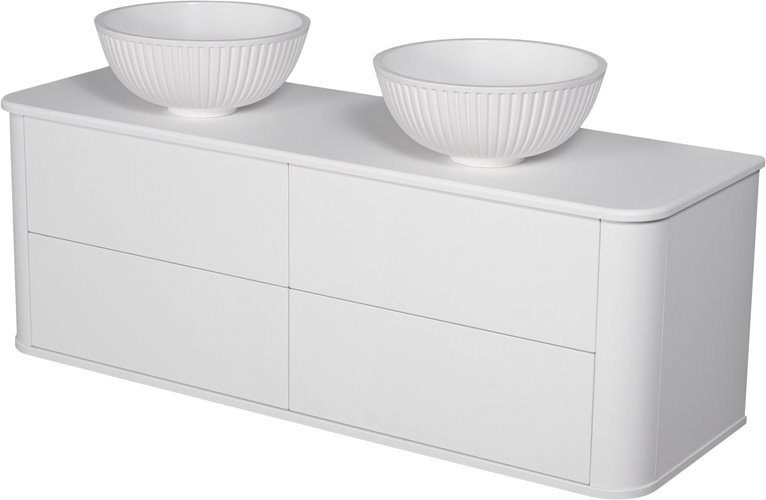 Szafka łazienkowa wisząca LILIA SMOOTH 140 cm biały mat z umywalką Gante