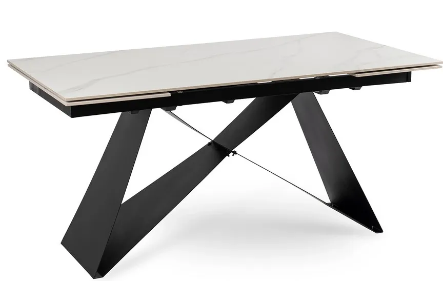 Rozkładany stół biały marmur + czarny - Frosino