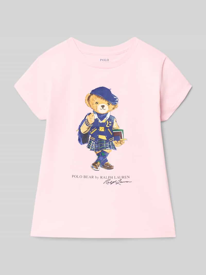 T-shirt z nadrukiem z motywem i okrągłym dekoltem
