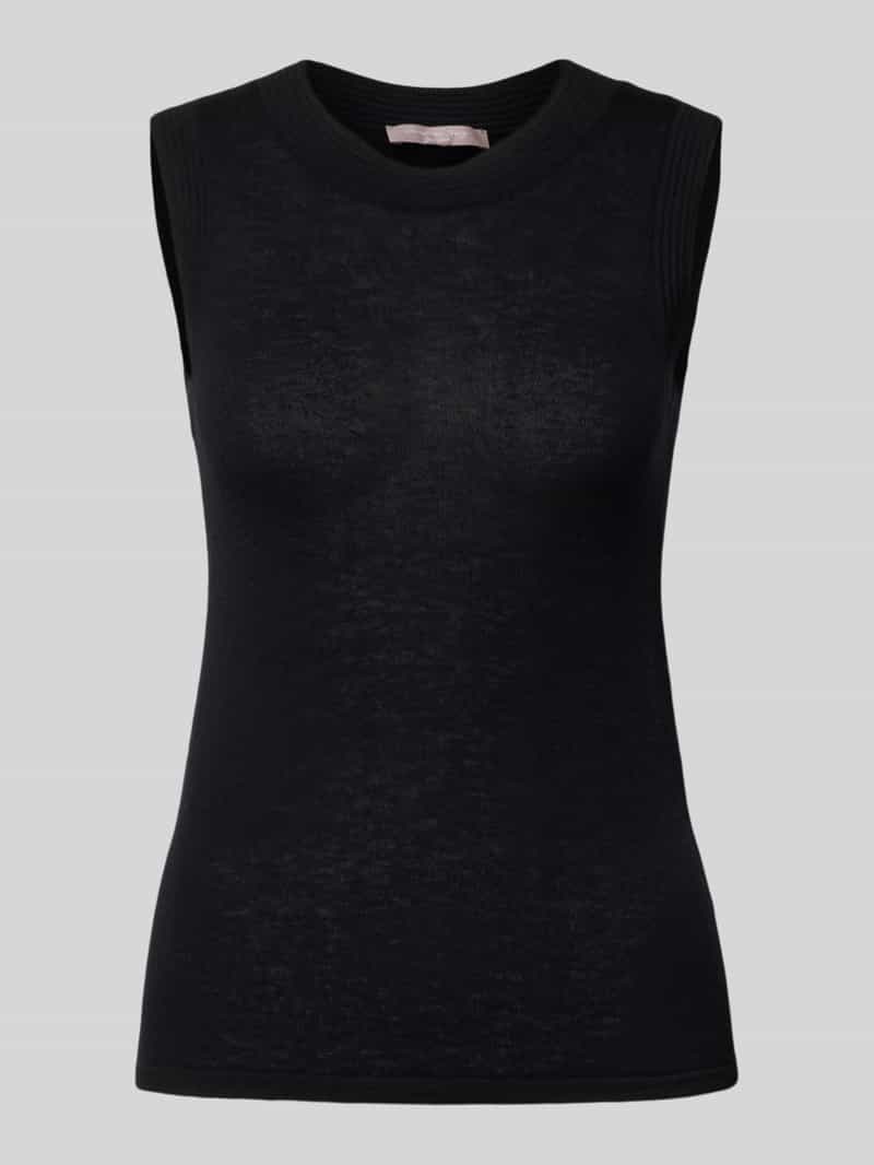 Top z dzianiny z wełny z okrągłym dekoltem