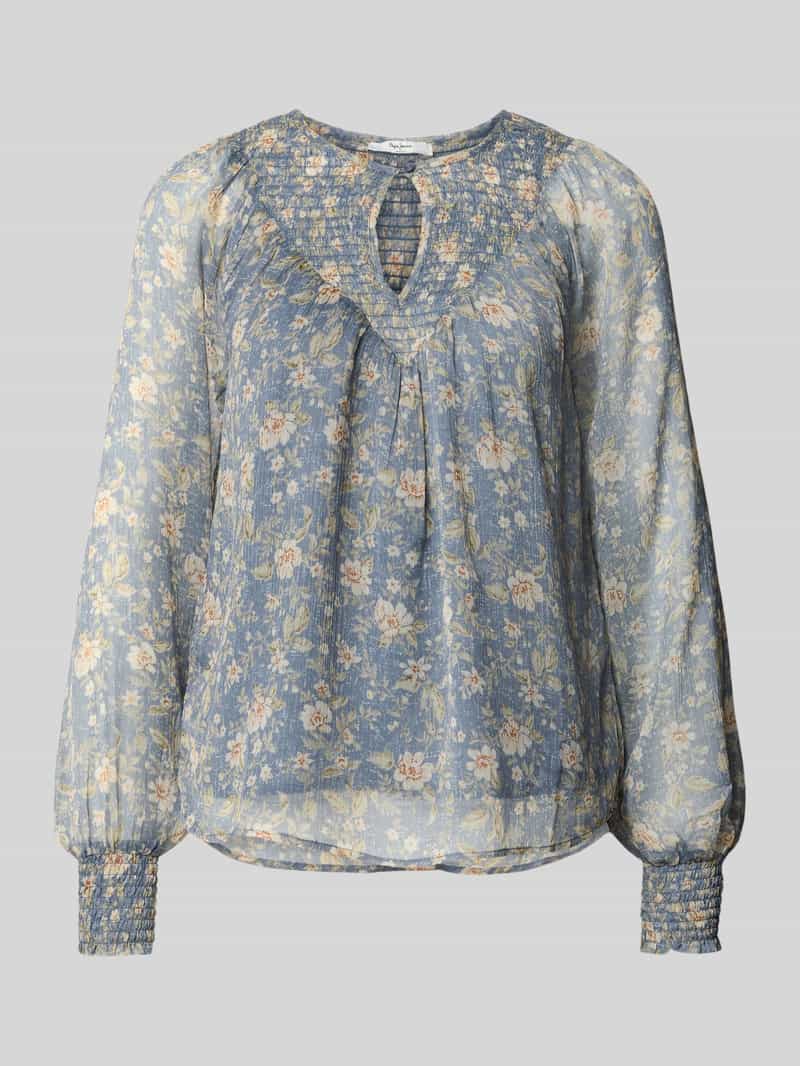 Bluzka szyfonowa o kroju relaxed fit z kwiatowym wzorem na całej powierzchni model ‘LAUREL SHIRT’