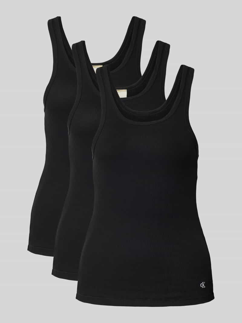 Top z wyhaftowanym logo w zestawie 3 szt. model ‘Scoop’
