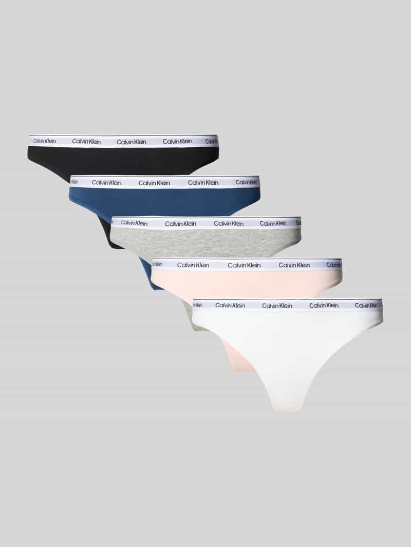 Stringi z wyhaftowanym logo w zestawie 5 szt. model ‘Modern’