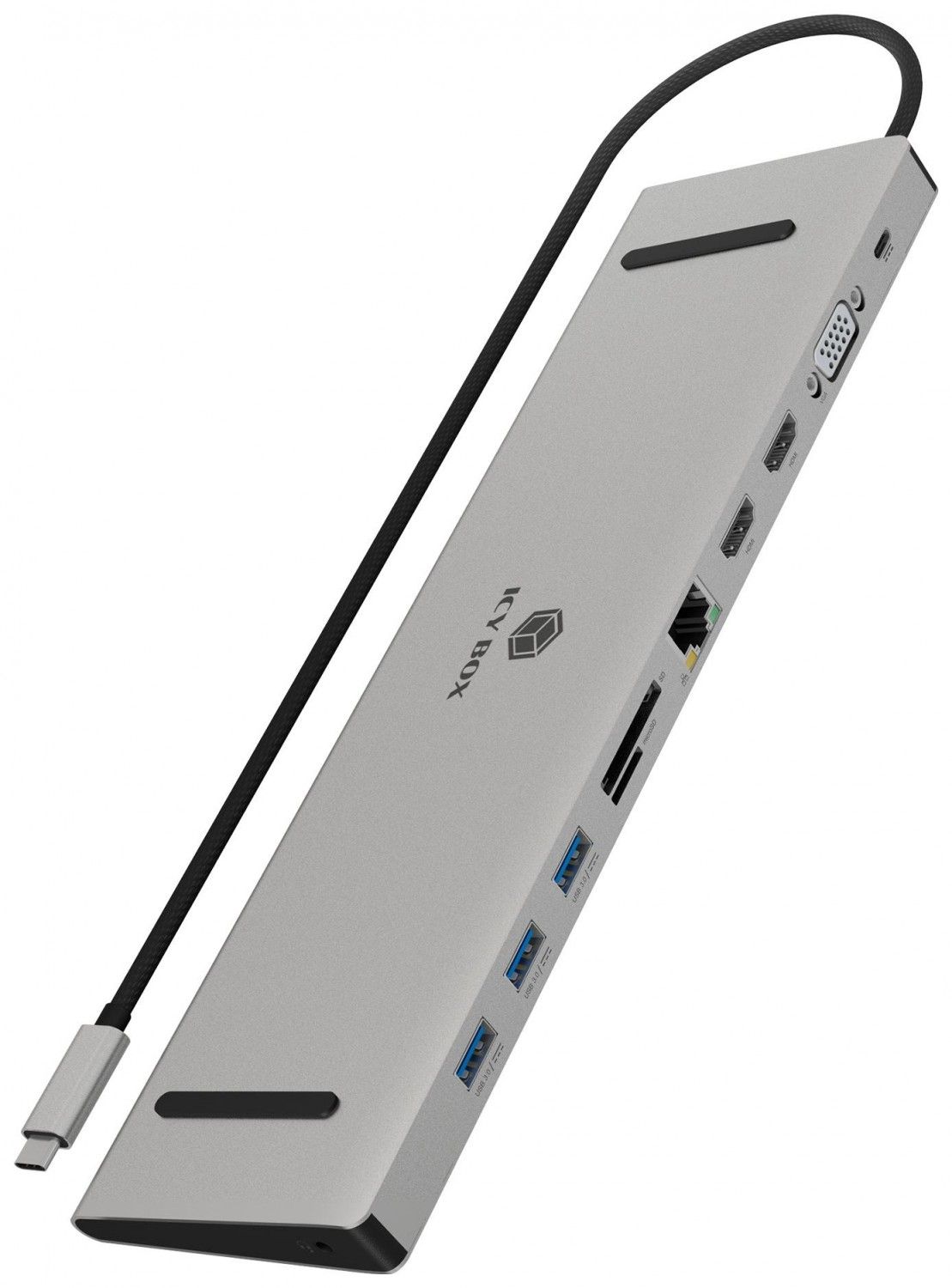 ICY BOX 11w1 3x USB 3.0, 2x HDMI, 1x VGA, 1x czyt. kart dla kart SD/microSD, 1x Gigabit LAN RJ45, 1x audio, USB Type-C IB-DK2106a-CPD