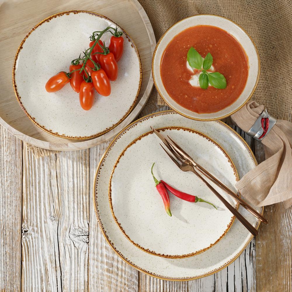 Komplet talerzy z miseczkami na 6 osób ceramiczny RUSTICO