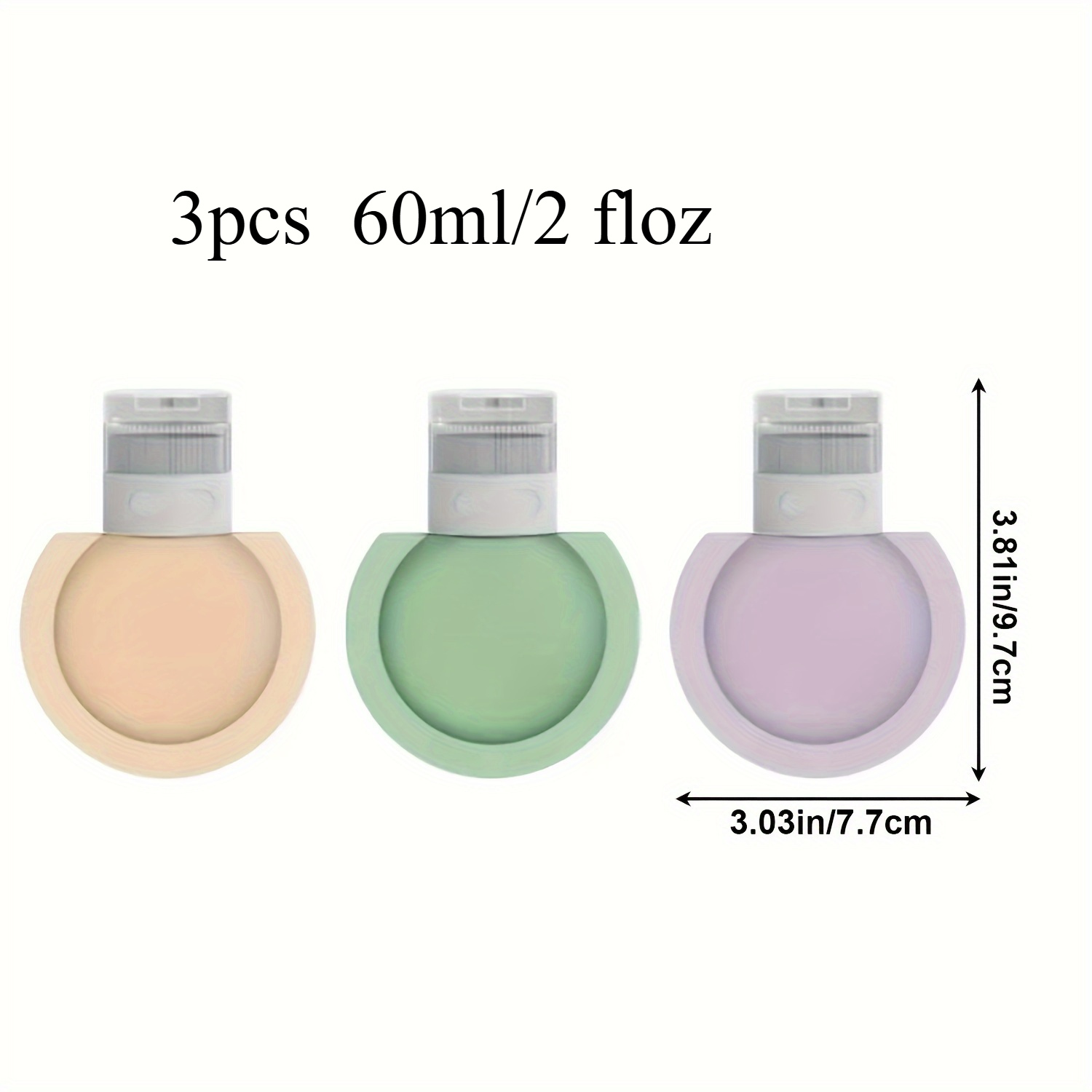 TEMU 3 szt. 60 ml/2 Silikonowe butelki podróżne, przenośne, szczelne, wielokrotnego użytku małe pojemniki, bez zapachu, wielokrotnego użytku,