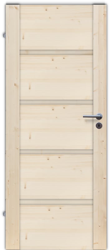 Drzwi wewnętrzne drewniane świerkowe surowe pełne Skogen 90 lewe