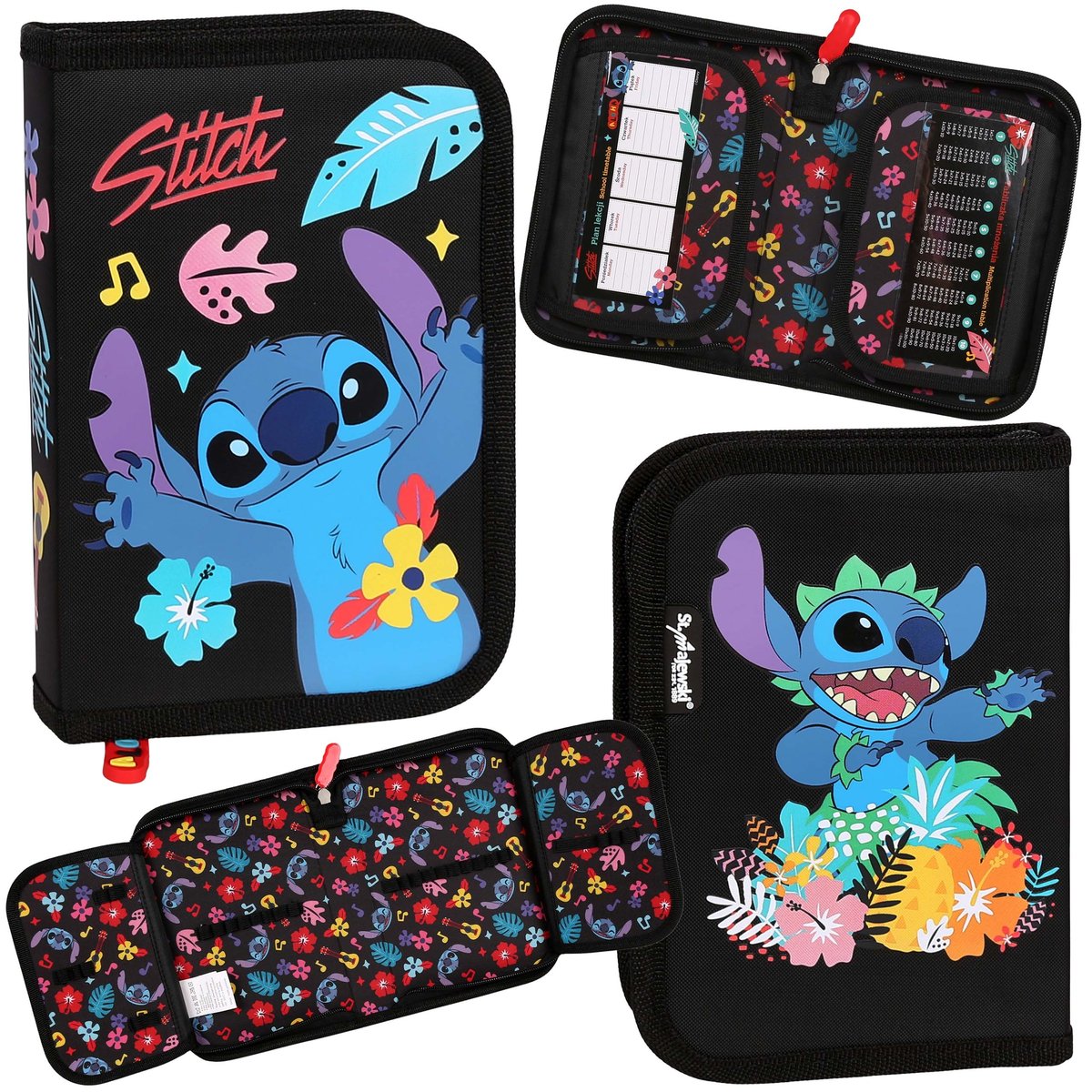 DISNEY Stitch ALOHA Piórnik DWUKLAPOWY bez wyposażenia, ROZKŁADANY piórnik szkolny dla dziewczynki