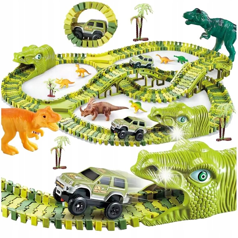 TOR WYŚCIGOWY XXXL MEGA DINOZAUR DINO PARK 240 elementów