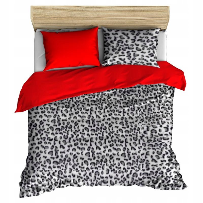 pościel z polaru 140x200 + 1 poszewka P 304-5 DUO panterka czarna /czerwony