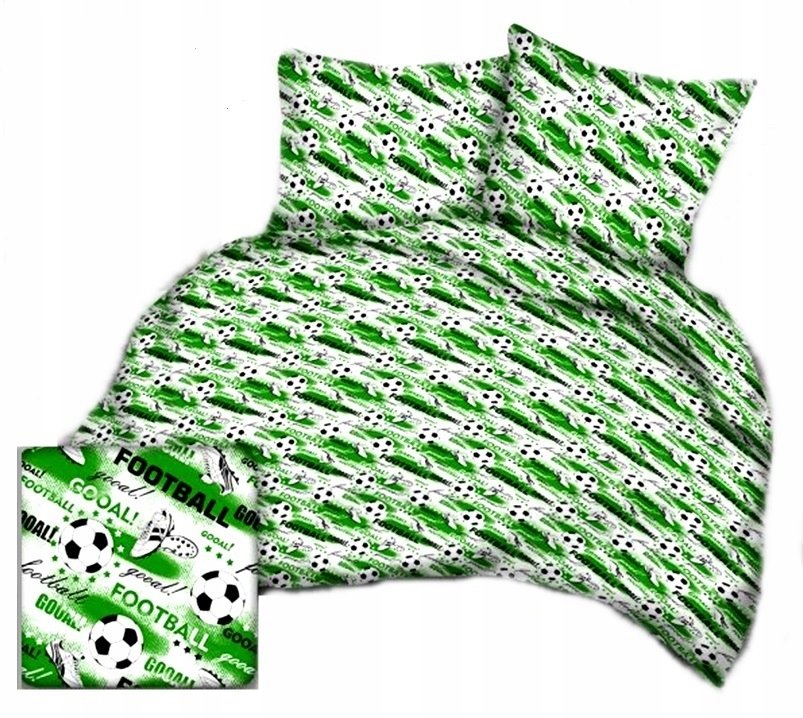 pościel bawełna lux 140x200 + 1 poszewka B 346-2 fotball zielony