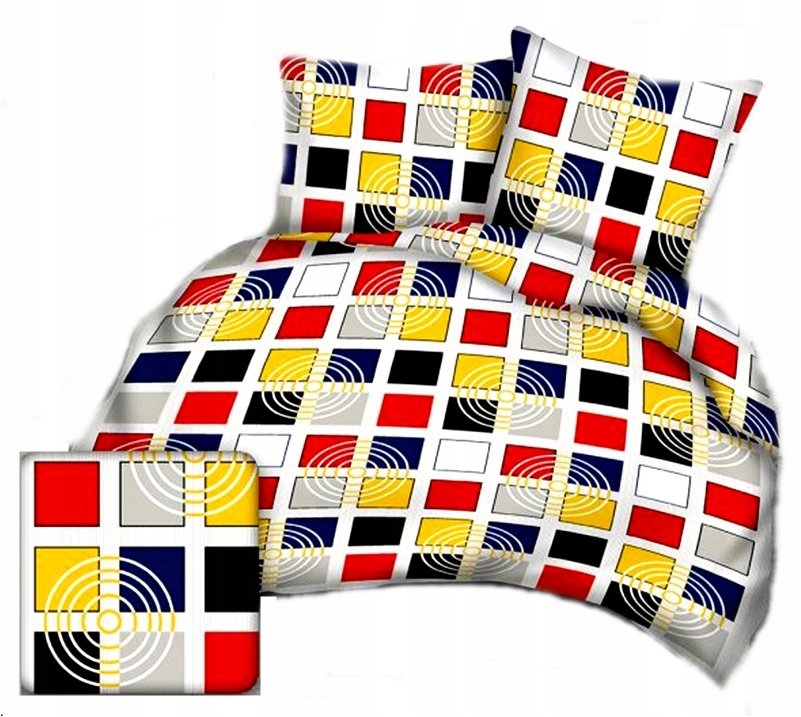 pościel bawełna lux 200x220 + 2 poszewka B 236 tęczowe kwadraty