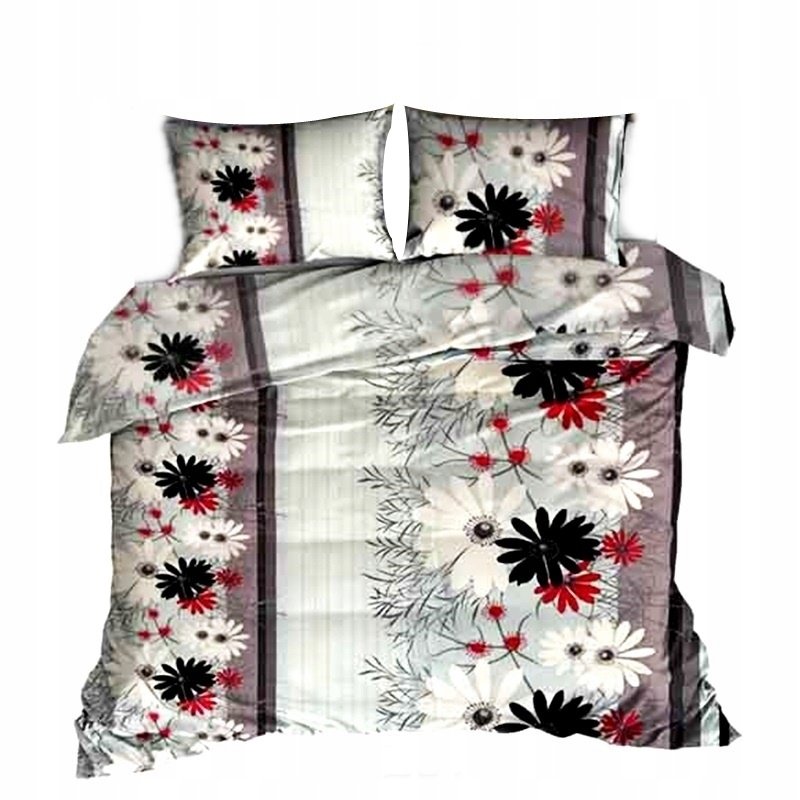 pościel z bawełny płaskiej 220x220 + 2 poszewki B 31 smutne kwiatki