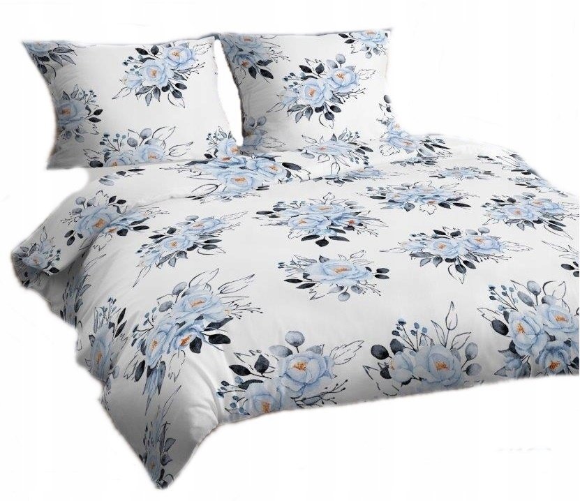 pościel z flaneli 160x220 + 2x poszewka F 141-1 kwiatowy raj blue