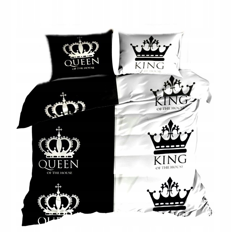 pościel bawełna deLUX 160x200 + 2 poszewki B 334 king czarno biały