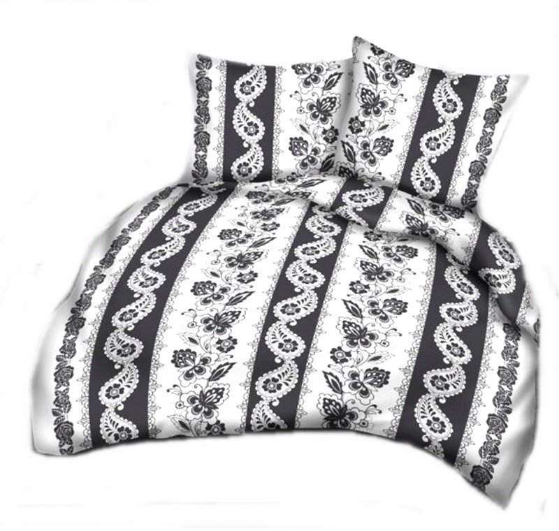 pościel bawełna lux 200x200 + 2 poszewka B 342-1 elegancja szara