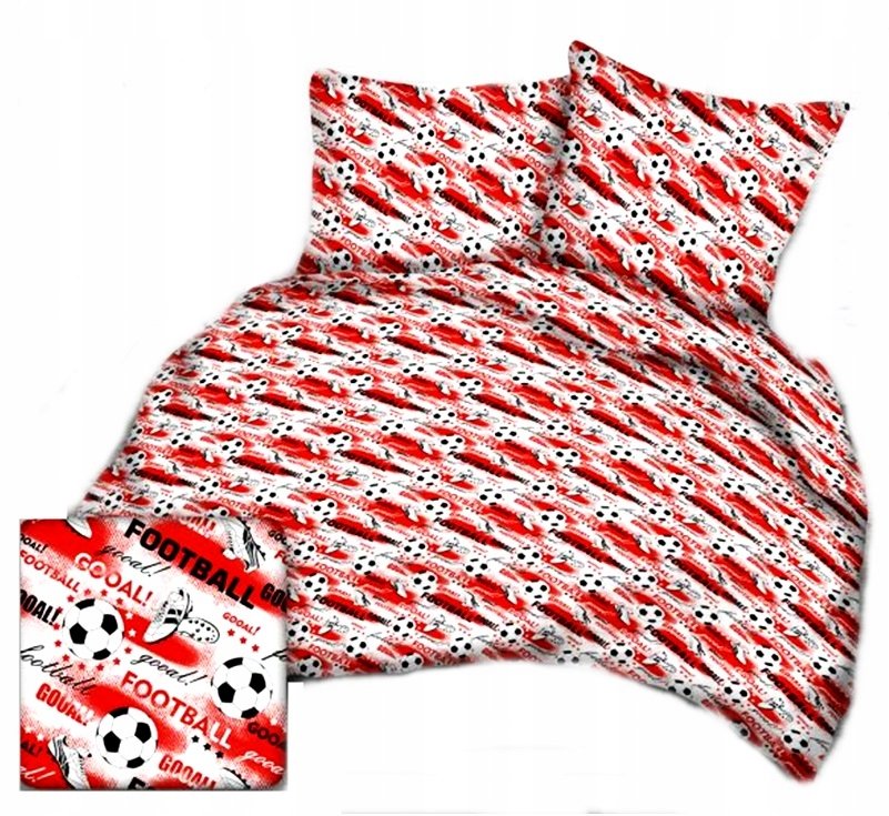 pościel bawełna lux 160x220 + 2 poszewka B 346-1 fotball czerwony