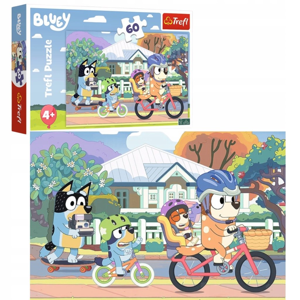 2 x PUZZLE 60 WESOŁY ŚWIAT BLUEY I BINGO RODZINA PIESKI PSY UKŁADANKA 5+ TR