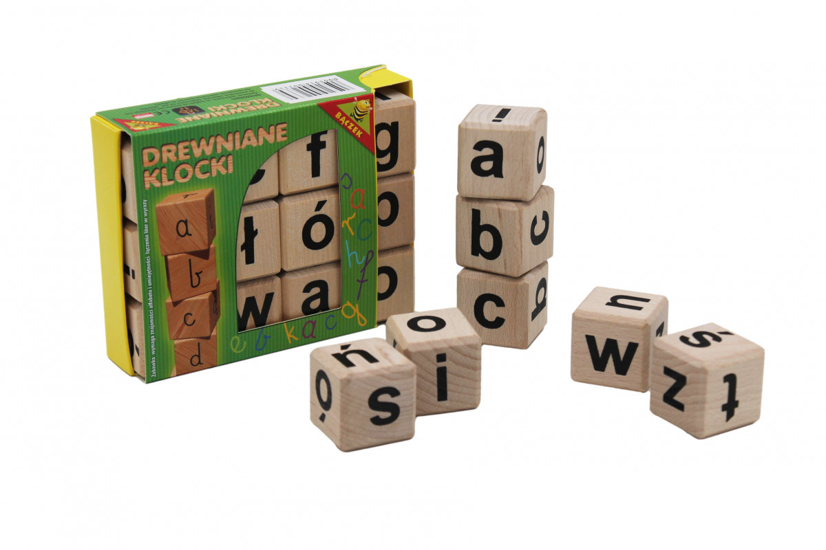 DLA DZIECI KLOCKI DREWNIANE A,B,C