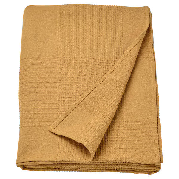 IKEA INDIRA Narzuta na łóżko pled 150x250cm koc ŻÓŁTA bawełniana