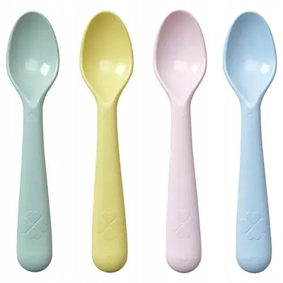 IKEA KALAS Plastikowe łyżeczki dla dzieci 4szt pastel do JOGURTU