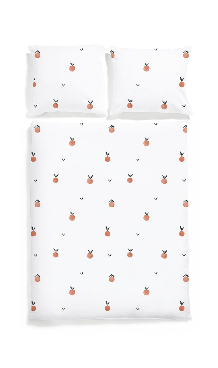 Komplet pościeli dwustronnej WHITE POCKET Mandarynki, 160x200 cm