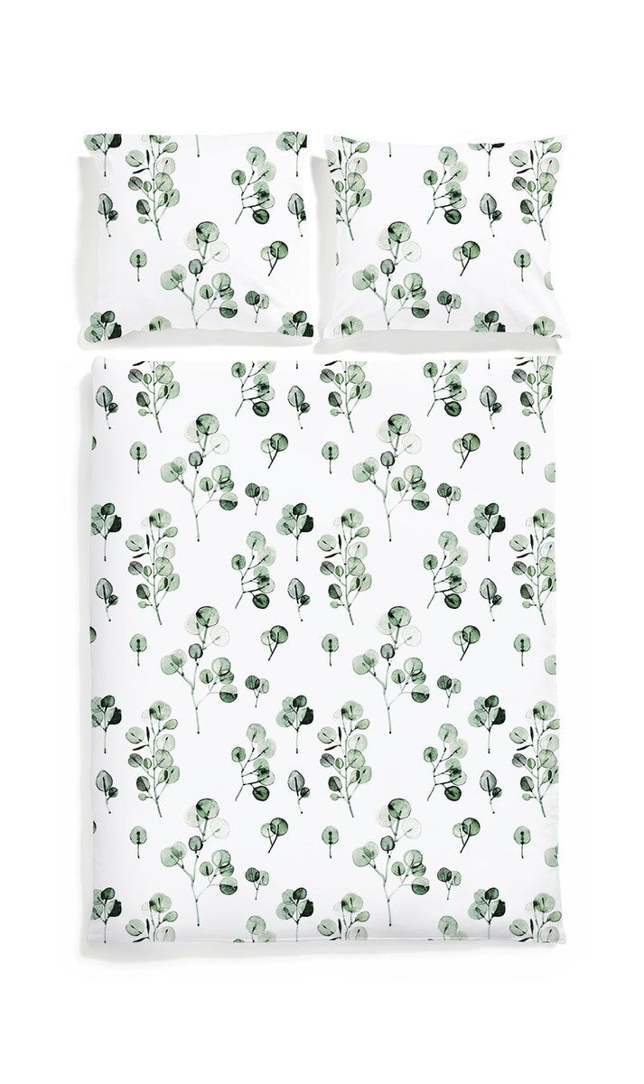 Komplet pościeli dwustronnej WHITE POCKET Eukaliptus, 160x200 cm
